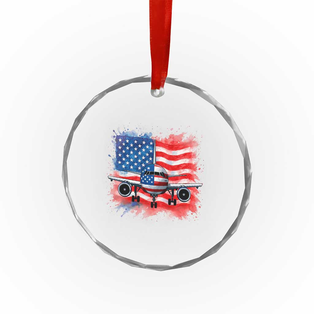 Pilot Airplane Patriotic American Flag Plane Aviation Crystal Glass Ornament TS14 Print Your Wear