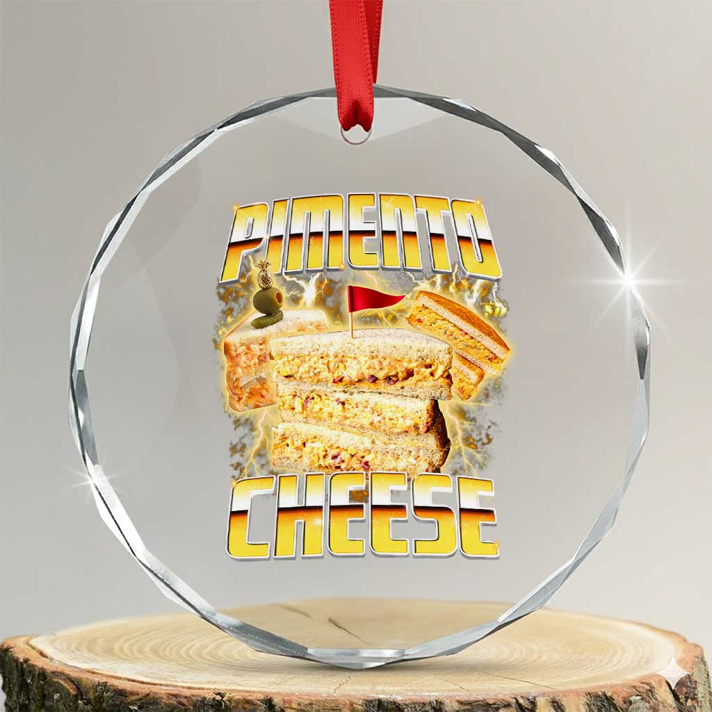 Pimento Cheese Crystal Glass Ornament Funny Cheesemonger Cheese Lovers Bootleg Art TS11 Transparent Glass 3'' Circle Print Your Wear