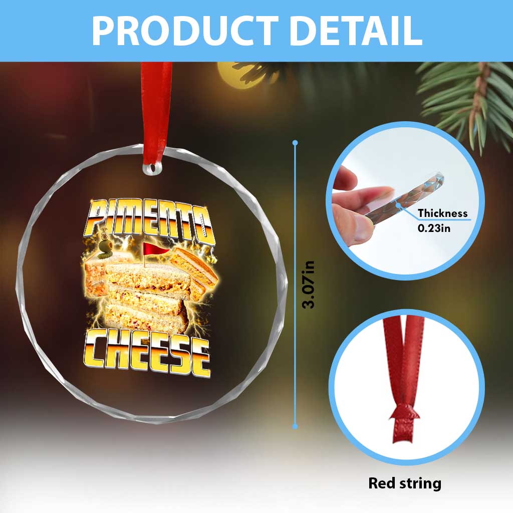 Pimento Cheese Crystal Glass Ornament Funny Cheesemonger Cheese Lovers Bootleg Art TS11 Print Your Wear