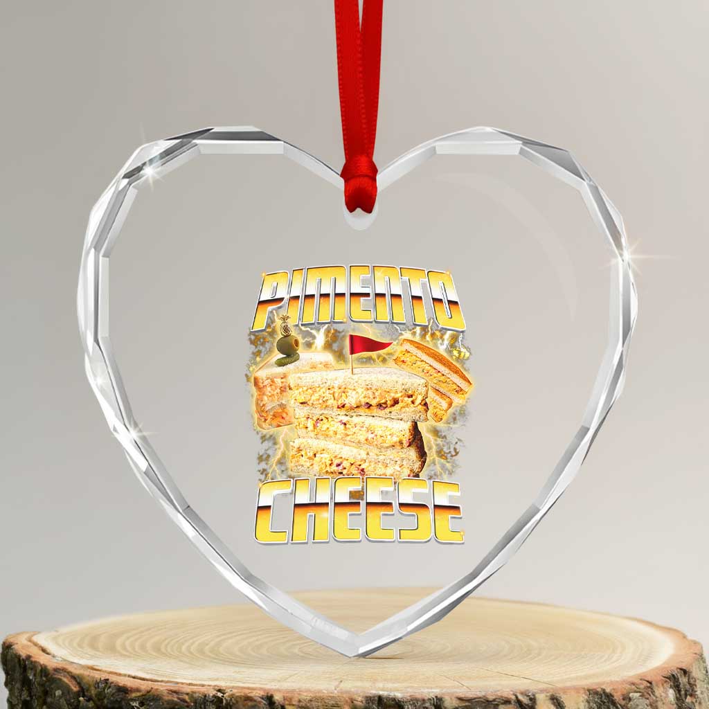 Pimento Cheese Heart Crystal Glass Ornament Funny Cheesemonger Cheese Lovers Bootleg Art TS11 Transparent Glass 3'' Heart Print Your Wear