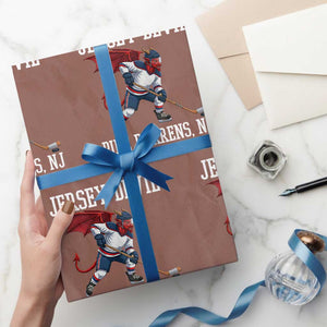 Pine Barrens New Jersey Devil Wrapping Paper Roll Gothic Horror Ice Hockey Gift TS12 Mocha Print Your Wear