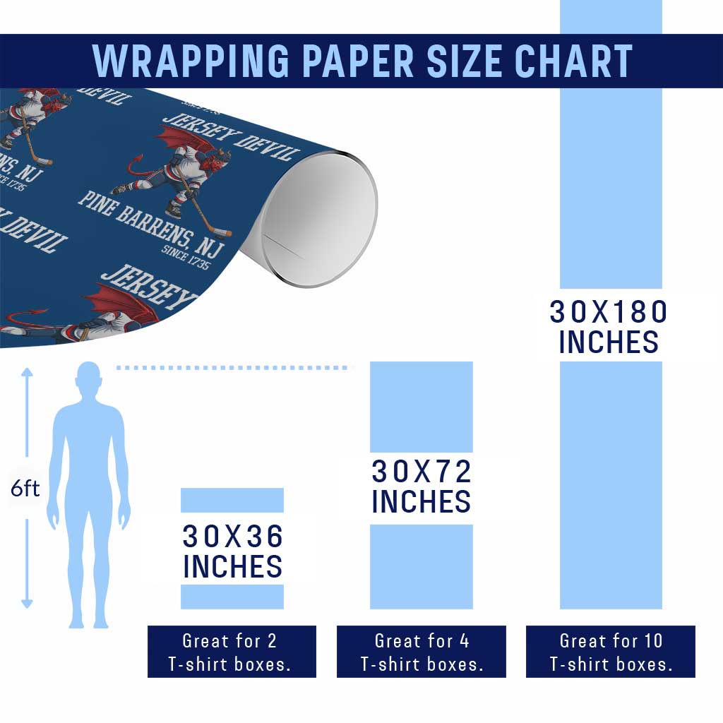 Pine Barrens New Jersey Devil Wrapping Paper Roll Gothic Horror Ice Hockey Gift TS12 Print Your Wear