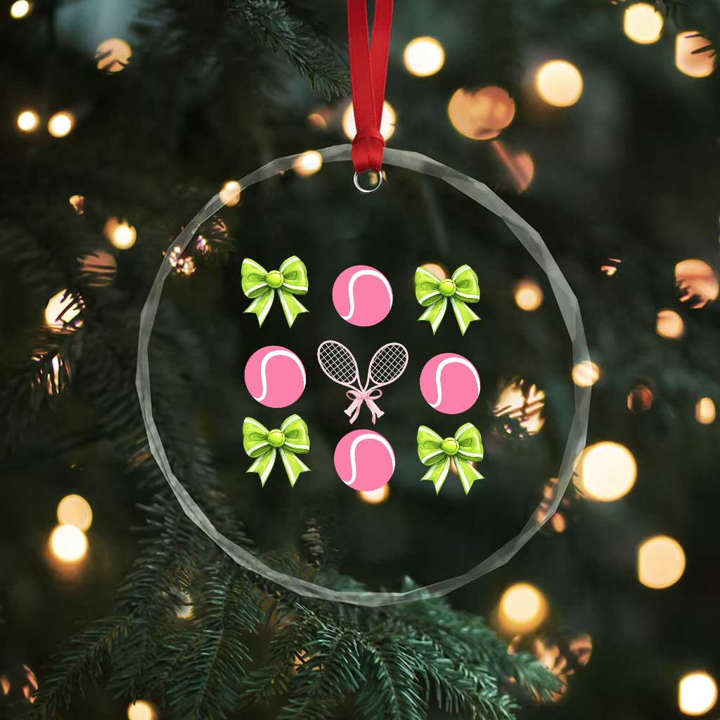 Pink Bow Coquette Tennis Lover Crystal Glass Ornament Funny Tennis Girl Gift TS12 Print Your Wear