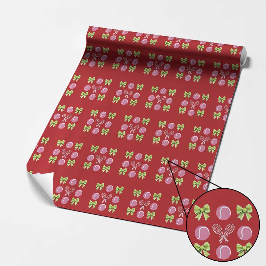 Pink Bow Coquette Tennis Lover Wrapping Paper Roll Funny Tennis Girl Gift TS12 Red Print Your Wear