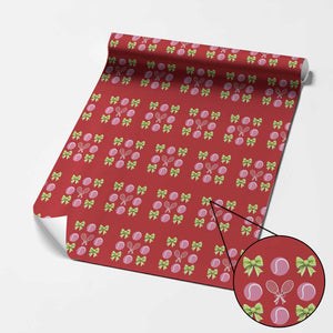 Pink Bow Coquette Tennis Lover Wrapping Paper Roll Funny Tennis Girl Gift TS12 Red Print Your Wear