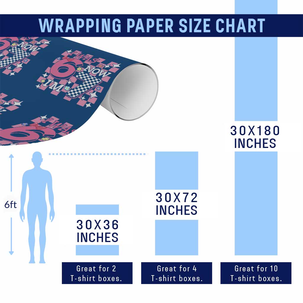 Pink Checkered I Was 6 Now I Am 7 Wrapping Paper Roll Girl Birthday Gift TS12 Print Your Wear