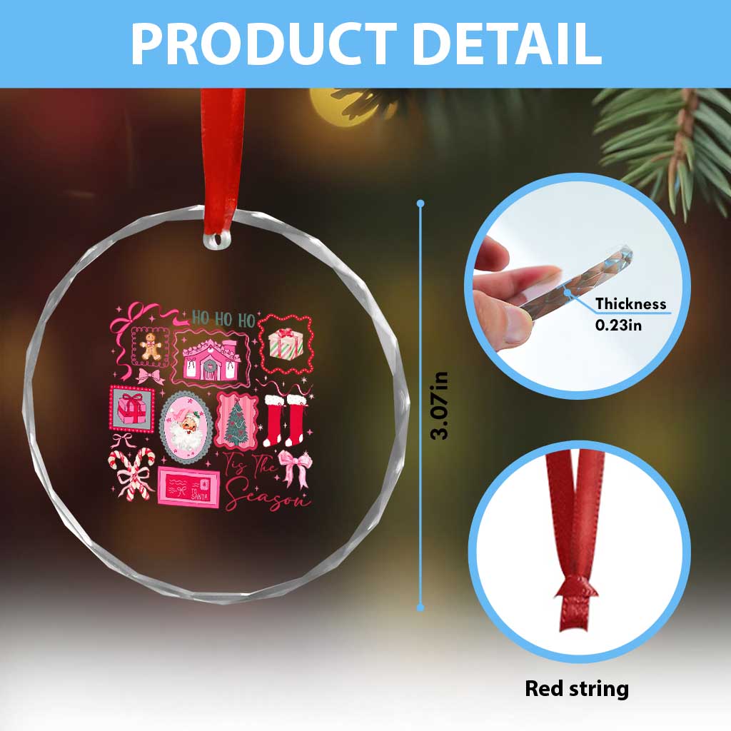 Pink Christmas Crystal Glass Ornament Old Xmas Vintage Pink Santa Claus TS10 Print Your Wear