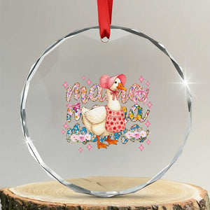 Pink Floral Mama Goose Crystal Glass Ornament Retro Botanical Mom Mothers Day TS02 Transparent Glass 3'' Circle Print Your Wear