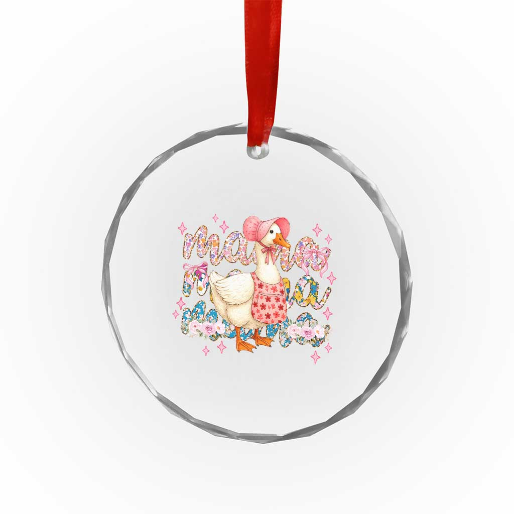 Pink Floral Mama Goose Crystal Glass Ornament Retro Botanical Mom Mothers Day TS02 Print Your Wear
