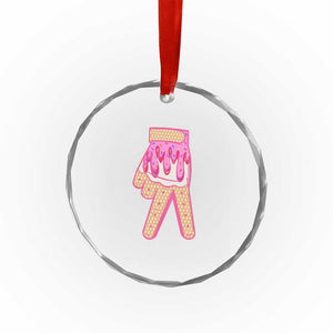 Pink Ice Cream Baseball Glove Sprinkles Drip Crystal Glass Ornament Funny V Sign TS02 Print Your Wear