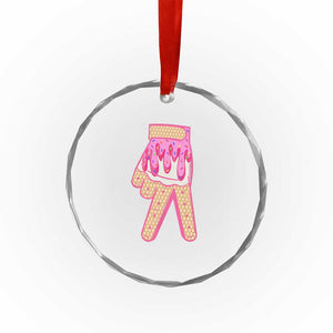 Pink Ice Cream Baseball Glove Sprinkles Drip Crystal Glass Ornament Funny V Sign TS02 Print Your Wear