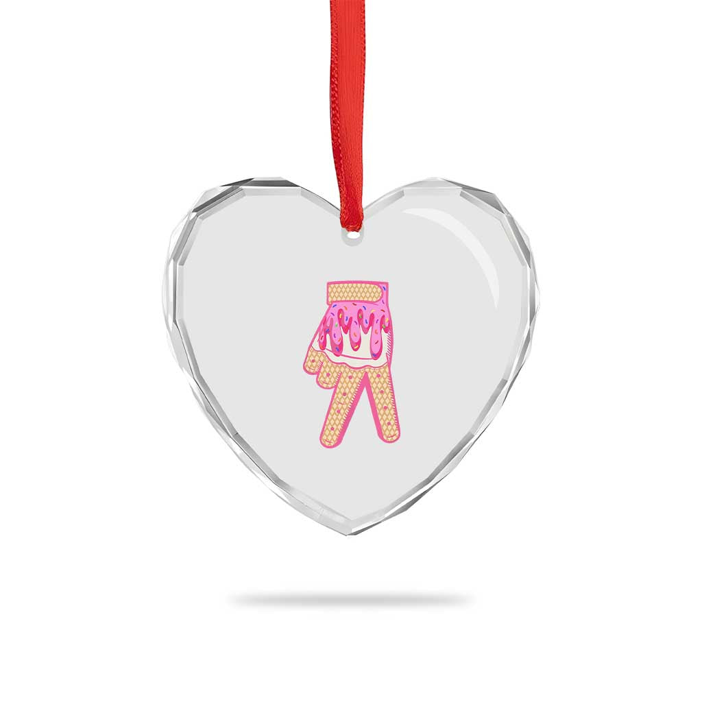 Pink Ice Cream Baseball Glove Sprinkles Drip Heart Crystal Glass Ornament Funny V Sign TS02 Print Your Wear