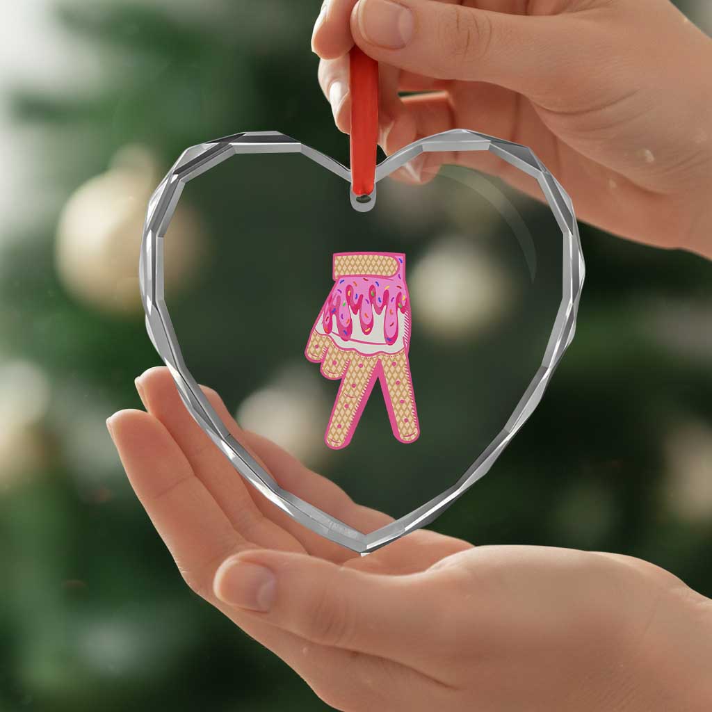 Pink Ice Cream Baseball Glove Sprinkles Drip Heart Crystal Glass Ornament Funny V Sign TS02 Print Your Wear