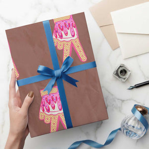 Pink Ice Cream Baseball Glove Sprinkles Drip Wrapping Paper Roll Funny V Sign TS02 Mocha Print Your Wear