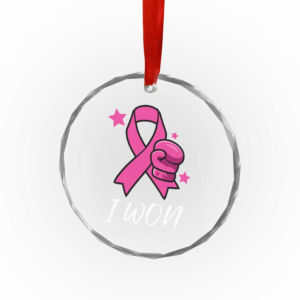 Pink Ribbon Crystal Glass Ornament I Won Breast Cancer Awareness TS10 Print Your Wear