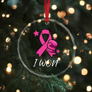 Pink Ribbon Crystal Glass Ornament I Won Breast Cancer Awareness TS10 Print Your Wear