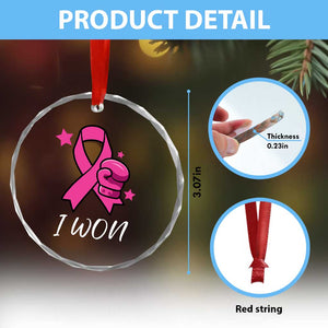 Pink Ribbon Crystal Glass Ornament I Won Breast Cancer Awareness TS10 Print Your Wear