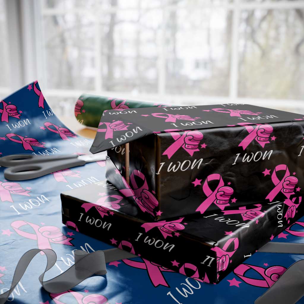 Pink Ribbon Wrapping Paper Roll I Won Breast Cancer Awareness TS10 Black Print Your Wear