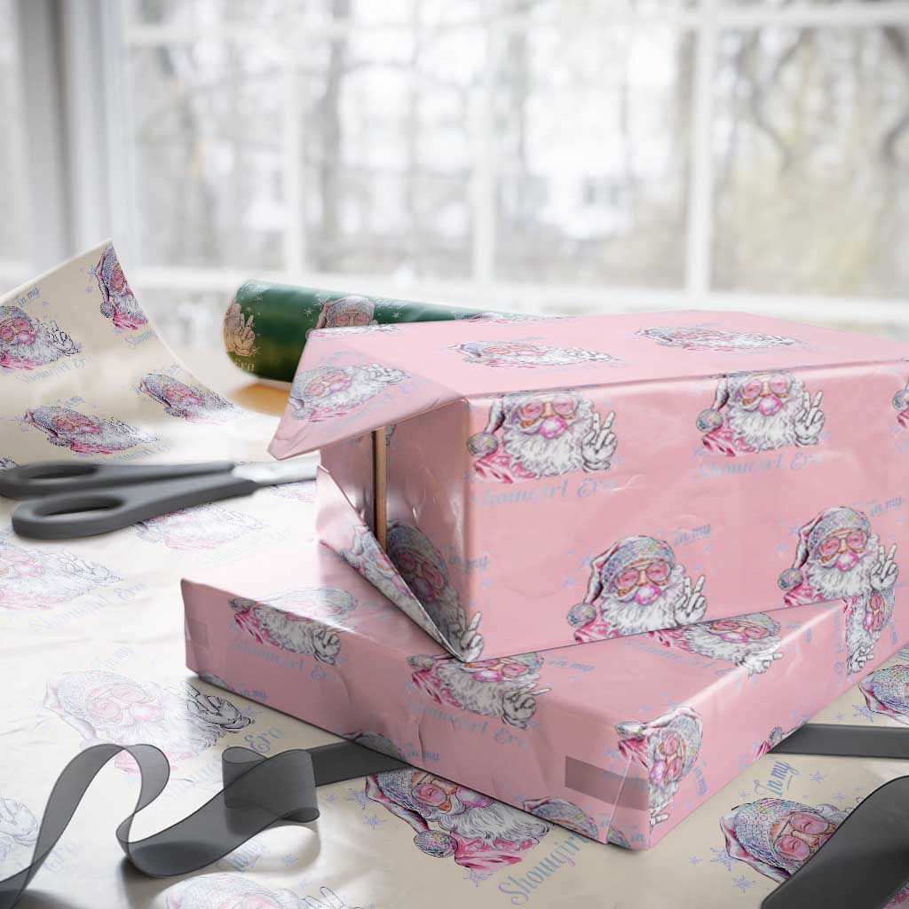Pink Santa Christmas Wrapping Paper Roll Bubble Gum Peace Sign TS14 Light Pink Print Your Wear