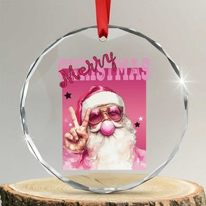 Pink Santa Retro Xmas Crystal Glass Ornament Blowing Bubble Pink Xmas Matching Family Group Party TS10 Transparent Glass 3'' Circle Print Your Wear