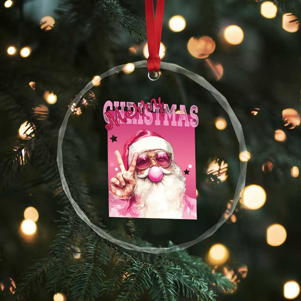 Pink Santa Retro Xmas Crystal Glass Ornament Blowing Bubble Pink Xmas Matching Family Group Party TS10 Print Your Wear