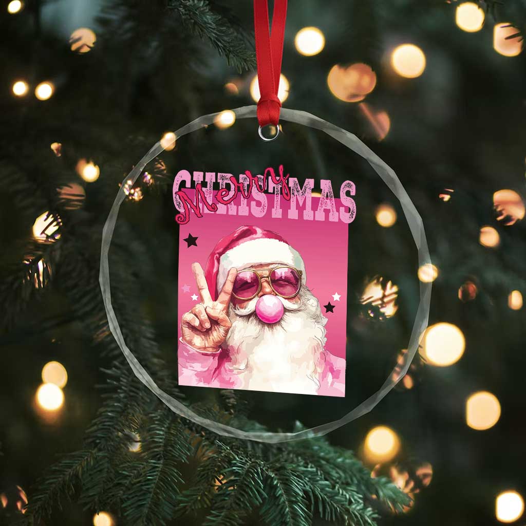 Pink Santa Retro Xmas Crystal Glass Ornament Blowing Bubble Pink Xmas Matching Family Group Party TS10 Print Your Wear