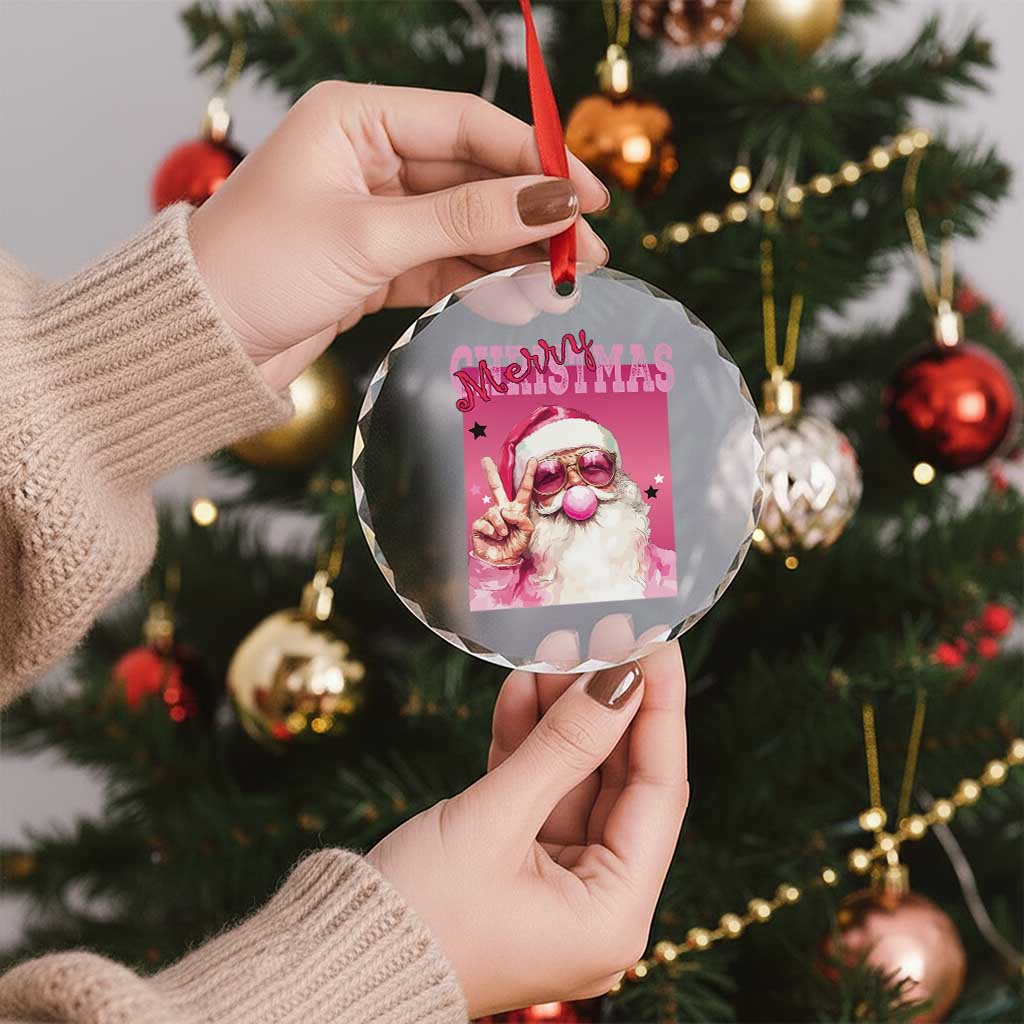 Pink Santa Retro Xmas Crystal Glass Ornament Blowing Bubble Pink Xmas Matching Family Group Party TS10 Print Your Wear