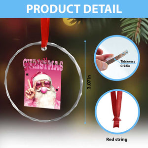 Pink Santa Retro Xmas Crystal Glass Ornament Blowing Bubble Pink Xmas Matching Family Group Party TS10 Print Your Wear