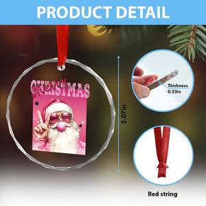 Pink Santa Retro Xmas Crystal Glass Ornament Blowing Bubble Pink Xmas Matching Family Group Party TS10 Print Your Wear