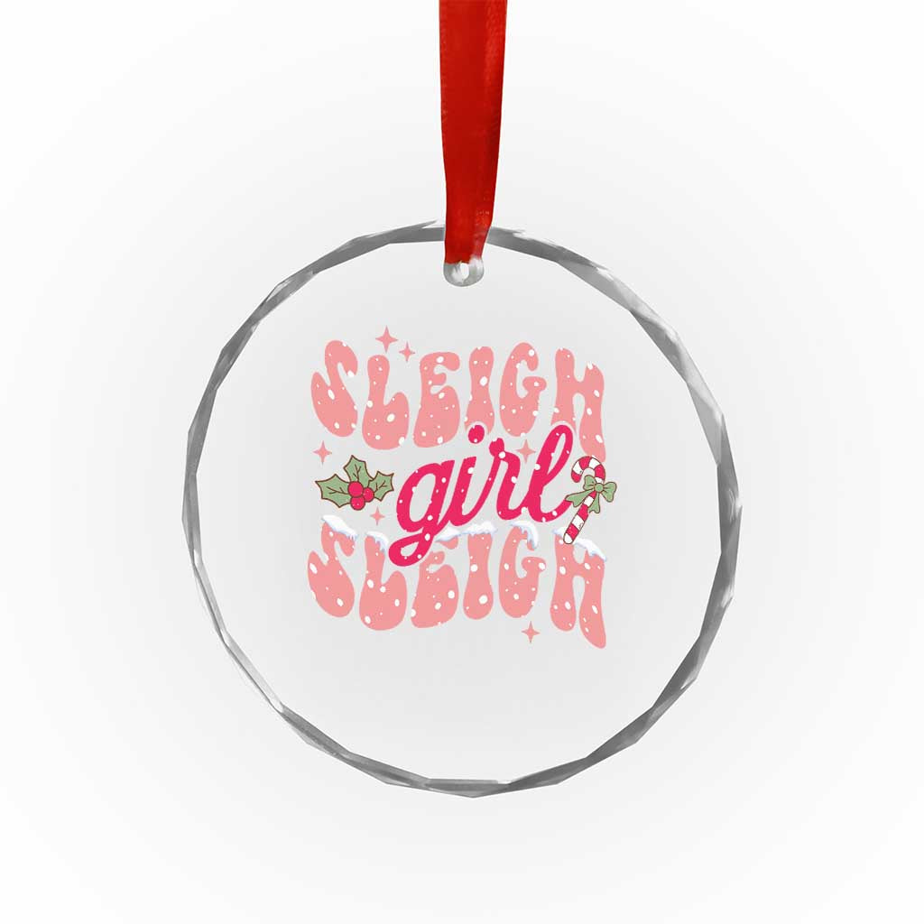 Pink Xmas Sleigh Girl Sleigh Crystal Glass Ornament TS09 Print Your Wear