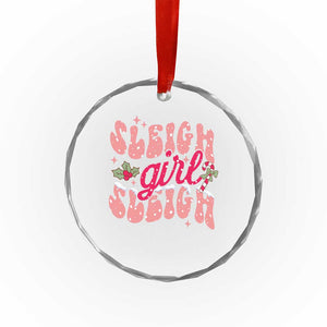Pink Xmas Sleigh Girl Sleigh Crystal Glass Ornament TS09 Print Your Wear