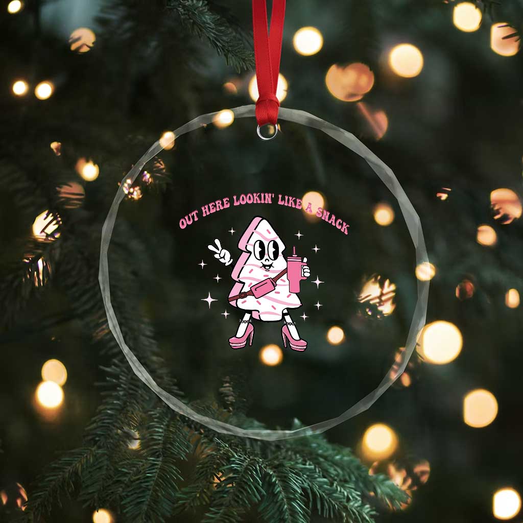 Pink Xmas Tree Cake Crystal Glass Ornament Out Here Lookin Like A Snack Boujee Xmas TS10 Print Your Wear