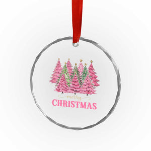 Pink Xmas Tree Farm Crystal Glass Ornament Merry Xmas Ornaments Family Holiday Pajamas TS02 Print Your Wear