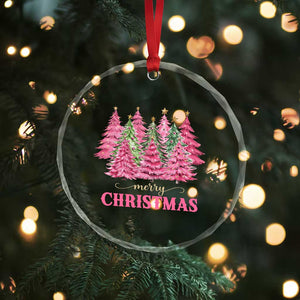 Pink Xmas Tree Farm Crystal Glass Ornament Merry Xmas Ornaments Family Holiday Pajamas TS02 Print Your Wear