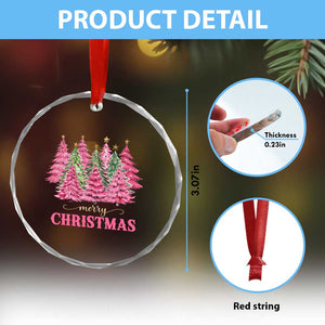 Pink Xmas Tree Farm Crystal Glass Ornament Merry Xmas Ornaments Family Holiday Pajamas TS02 Print Your Wear