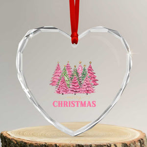 Pink Xmas Tree Farm Heart Crystal Glass Ornament Merry Xmas Ornaments Family Holiday Pajamas TS02 Transparent Glass 3'' Heart Print Your Wear