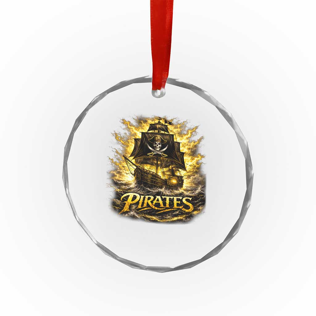 Pirate Lovers Crystal Glass Ornament Vintage Golden Pirate Ship Skull Graphic TS10 Print Your Wear