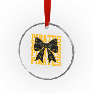 Pirates Coquette Bow Crystal Glass Ornament Retro Sports Style Pirate Skull TS10 Print Your Wear