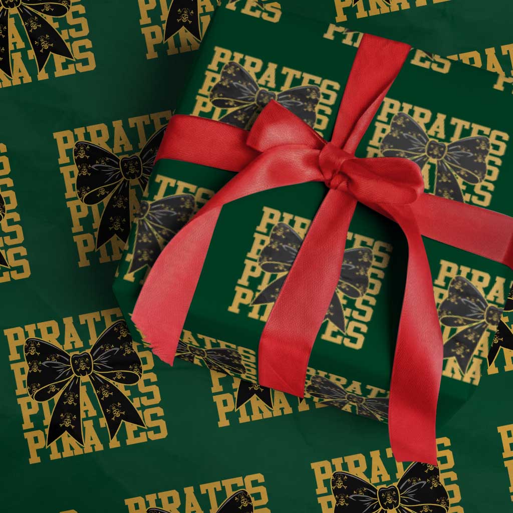 Pirates Coquette Bow Wrapping Paper Roll Retro Sports Style Pirate Skull TS10 Green Print Your Wear