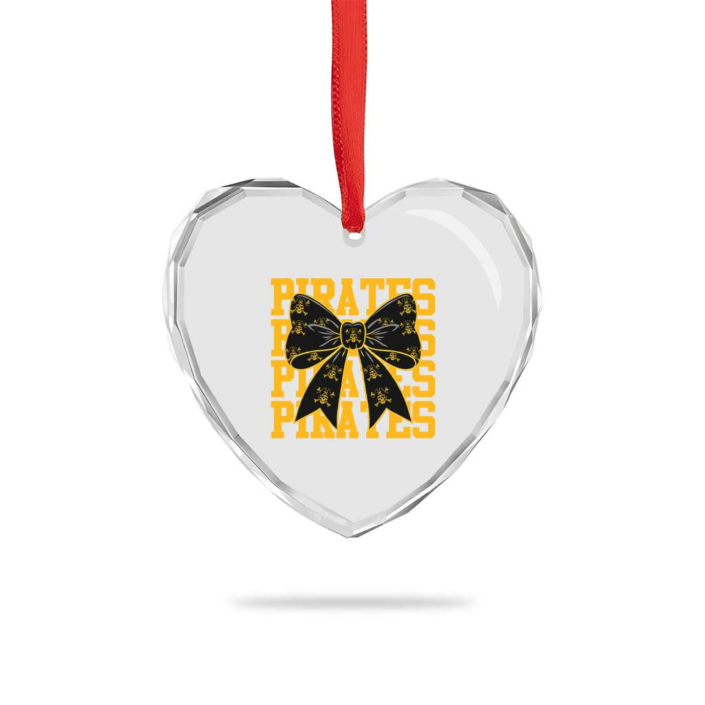 Pirates Coquette Bow Heart Crystal Glass Ornament Retro Sports Style Pirate Skull TS10 Print Your Wear