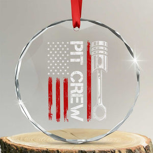 Pit Crew Crystal Glass Ornament Racing Race Car American Flag TS10 Transparent Glass 3'' Circle Print Your Wear