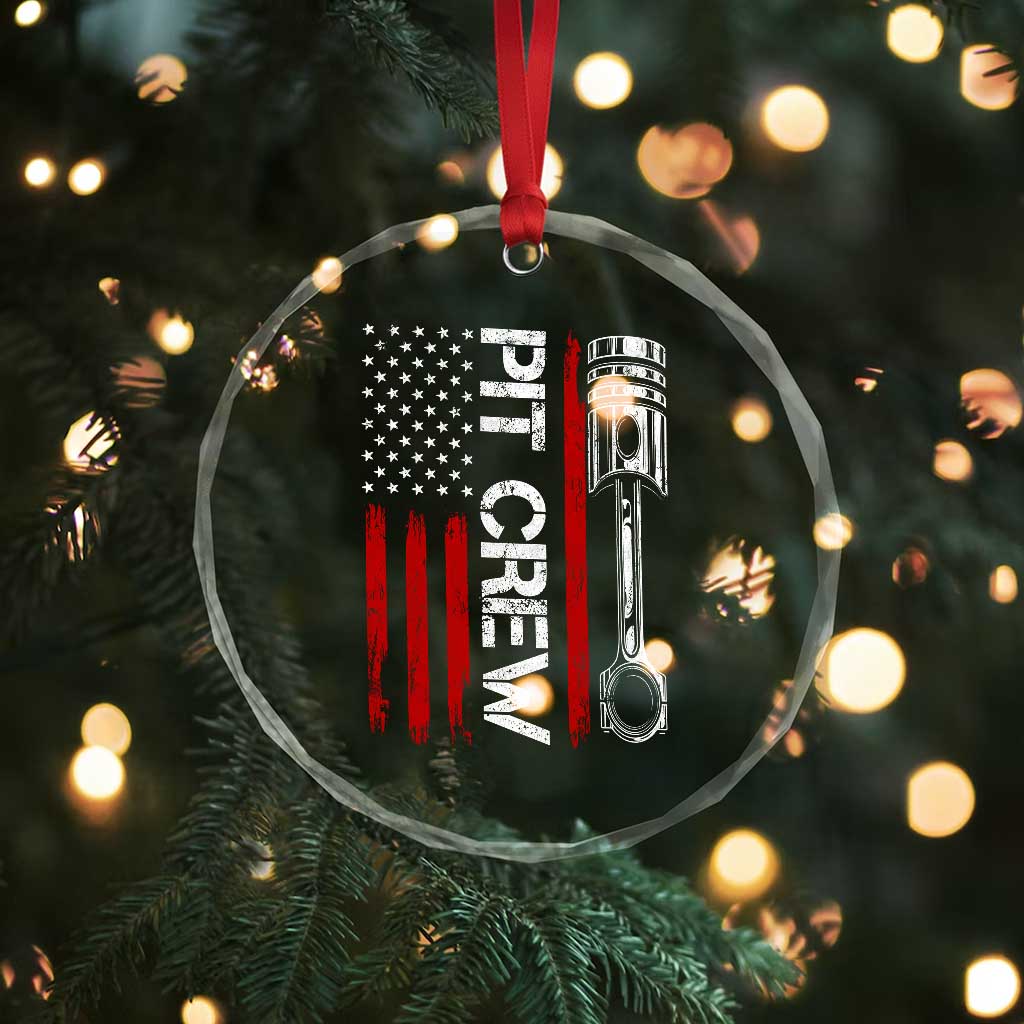 Pit Crew Crystal Glass Ornament Racing Race Car American Flag TS10 Print Your Wear