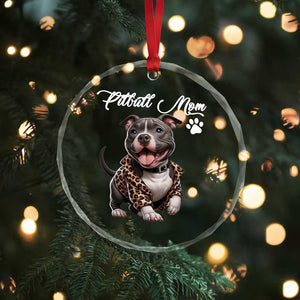 Pitbull Mom Crystal Glass Ornament Cute Pitbull Puppy Dog Lovers TS12 Print Your Wear