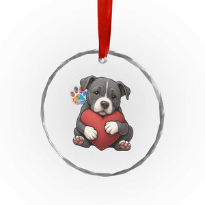 Pitbull Mom Crystal Glass Ornament Cute Puppy Hugging Heart Love Dog TS12 Print Your Wear