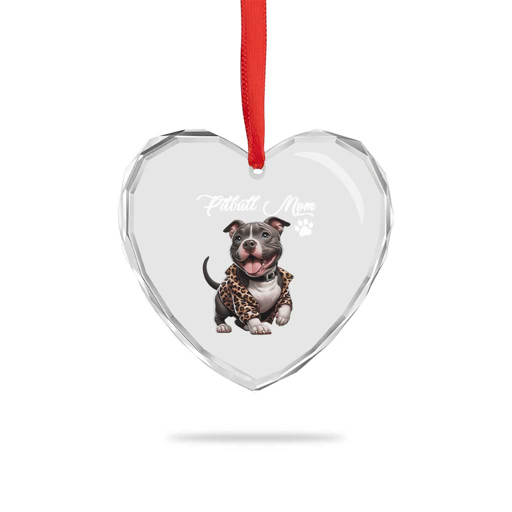 Pitbull Mom Heart Crystal Glass Ornament Cute Pitbull Puppy Dog Lovers TS12 Print Your Wear