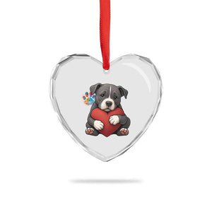Pitbull Mom Heart Crystal Glass Ornament Cute Puppy Hugging Heart Love Dog TS12 Print Your Wear