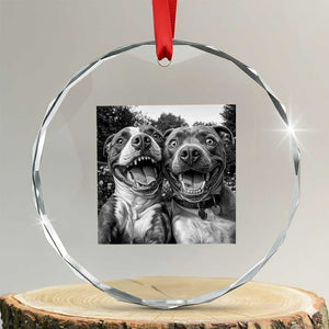 Pitbull Selfie Meme Crystal Glass Ornament Funny Dog Lover Graphic TS12 Transparent Glass 3'' Circle Print Your Wear