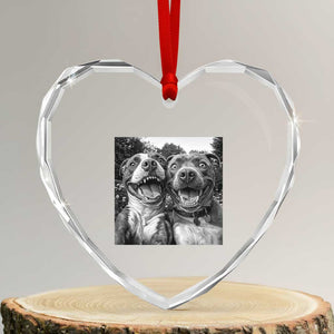 Pitbull Selfie Meme Heart Crystal Glass Ornament Funny Dog Lover Graphic TS12 Transparent Glass 3'' Heart Print Your Wear