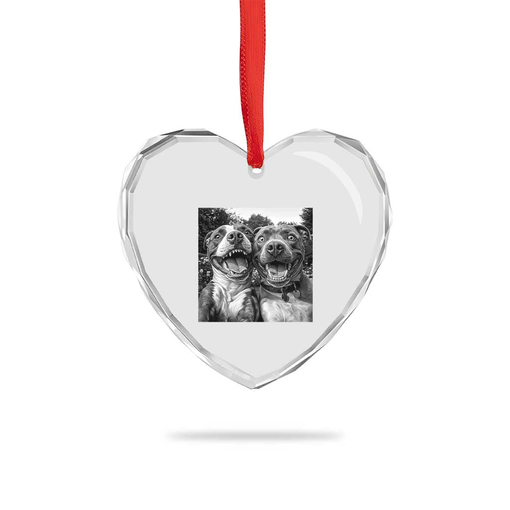 Pitbull Selfie Meme Heart Crystal Glass Ornament Funny Dog Lover Graphic TS12 Print Your Wear