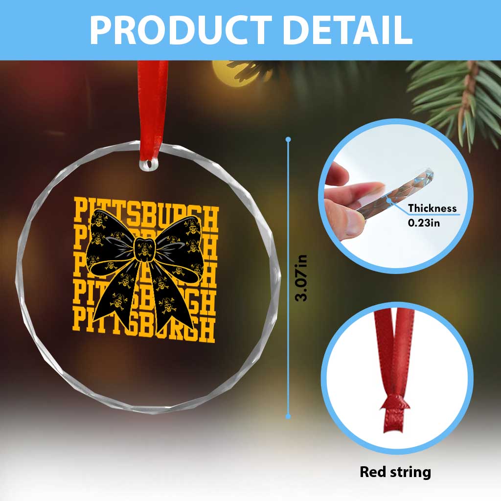 Pittsburgh Coquette Bow Crystal Glass Ornament Retro Sports Style Pirate Skull TS10 Print Your Wear